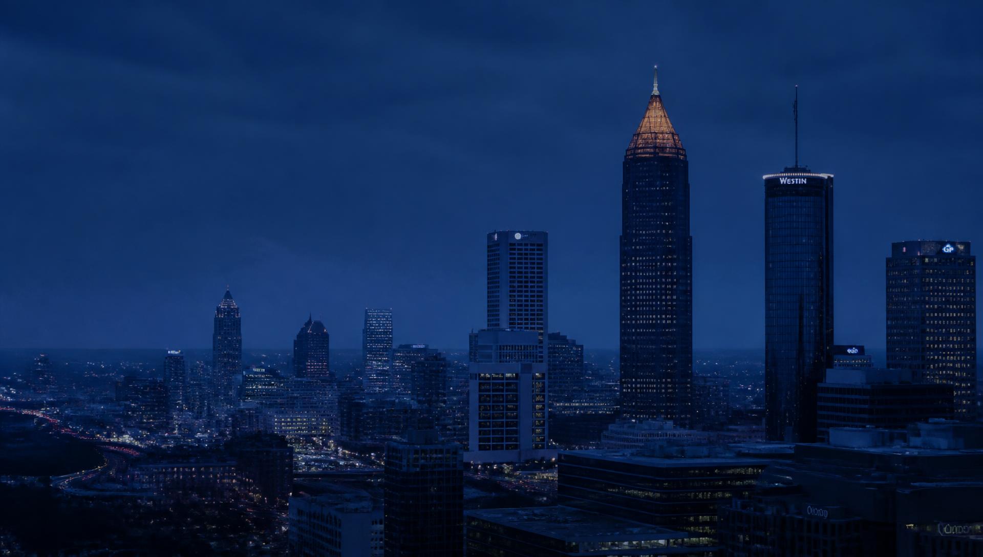 Downtown Atlanta, Georgia skyline at dusk